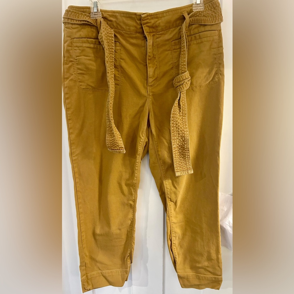 LOFT Camel Cropped Trousers with Belt